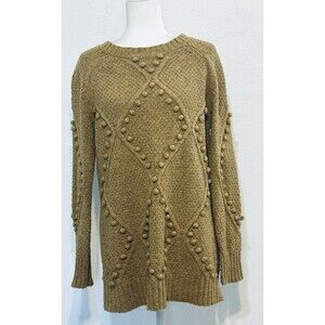 Anthropologie Moth Size S 90% Wool Pom Pom Bubble Knit Sweater Tunic Winter Cozy